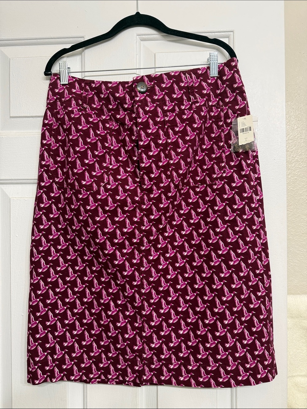Maeve By Anthropologie A-Line Skirt Size Large Knee Leng Magenta Ducks Pockets
